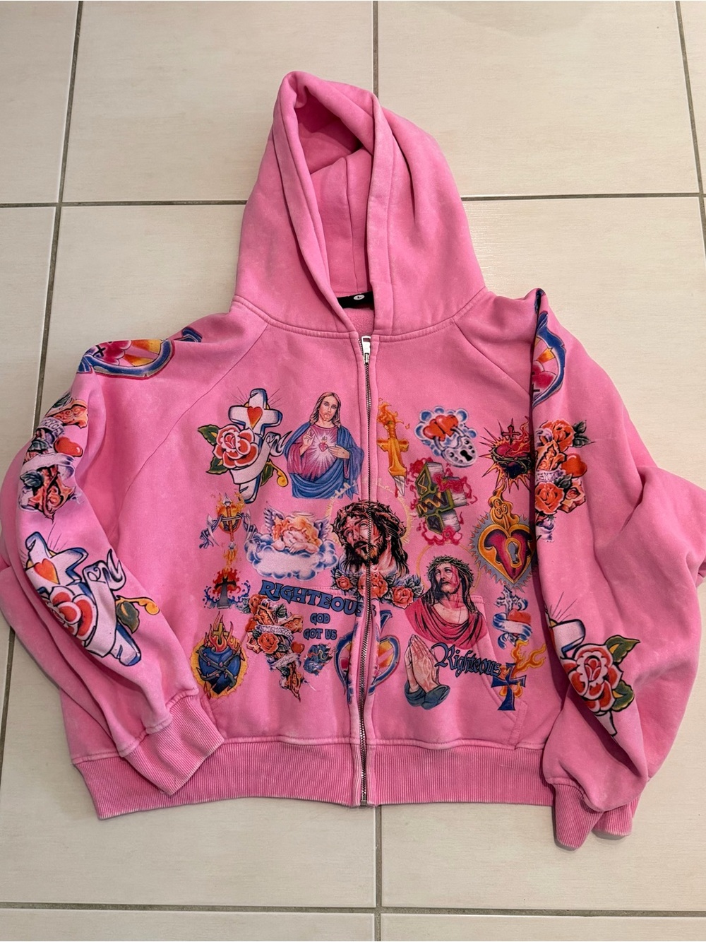 We are Righteous Risen King Cropped Zip Up